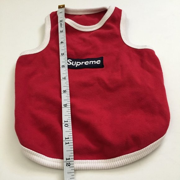 Dog Clothes Red Tank Box Embroidered Stretch Size Large - Picture 5 of 6